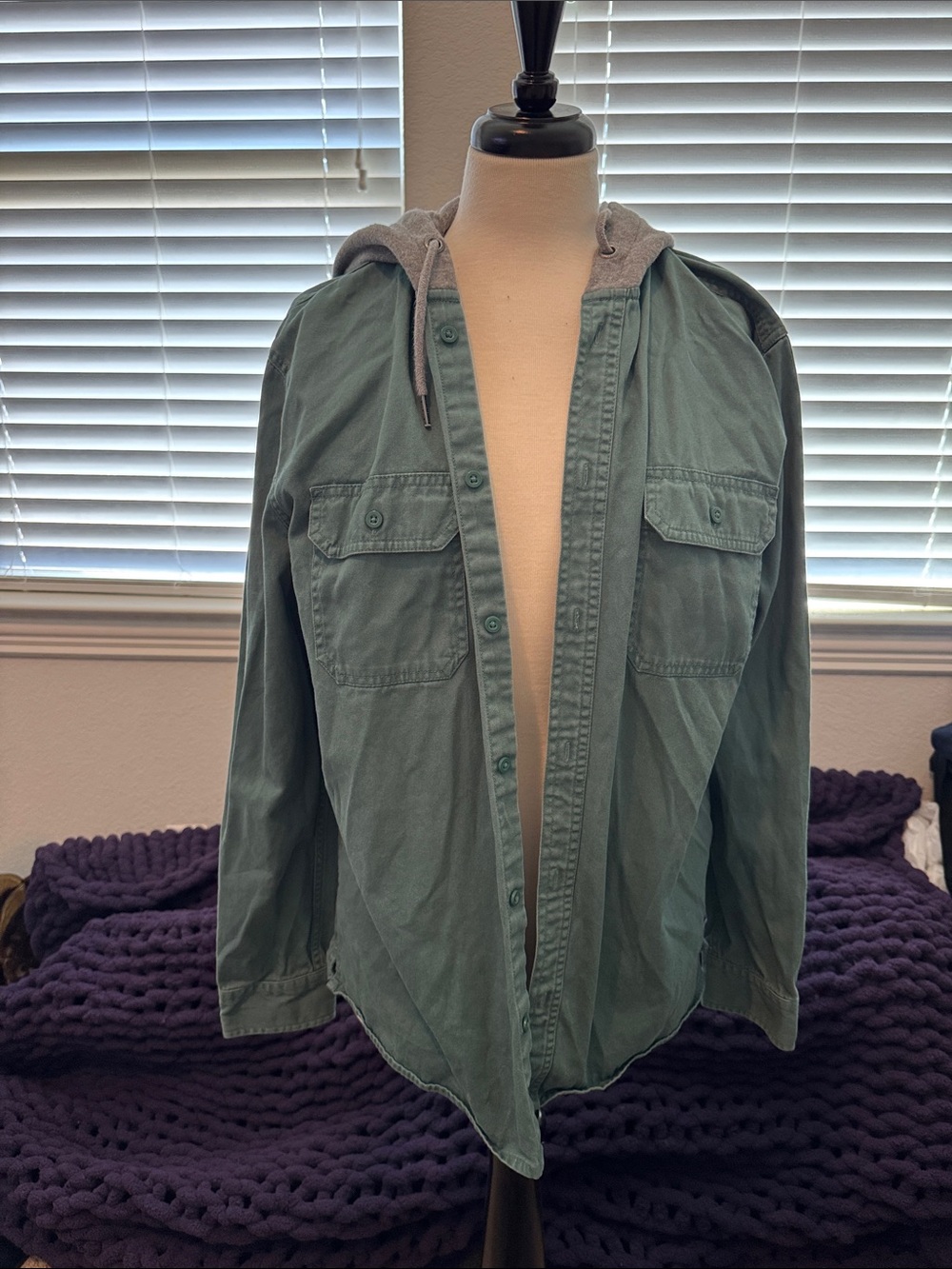 Aeropostale Green Military-Style Hooded Field Jacket